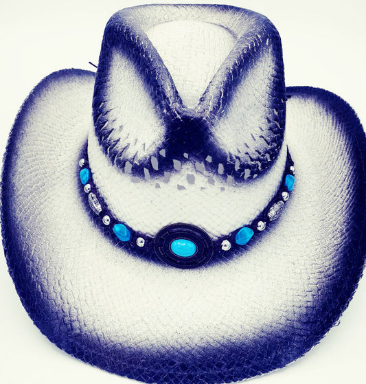 Rustic White and Black Cowboy Hat