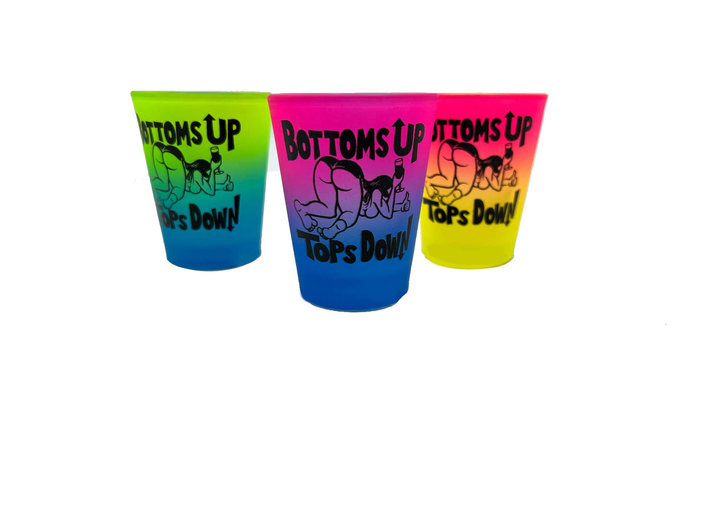 Bottoms Up Tops Down 2oz Shot Glass 3CT
