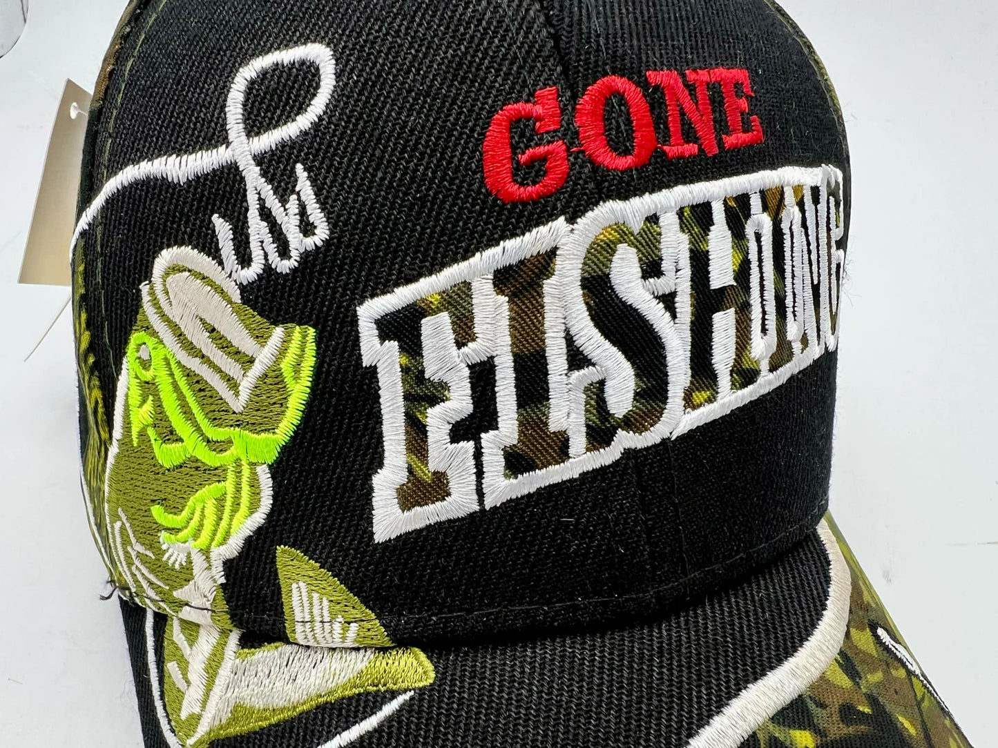 "Gone Fishing" Camo Trucker Hat