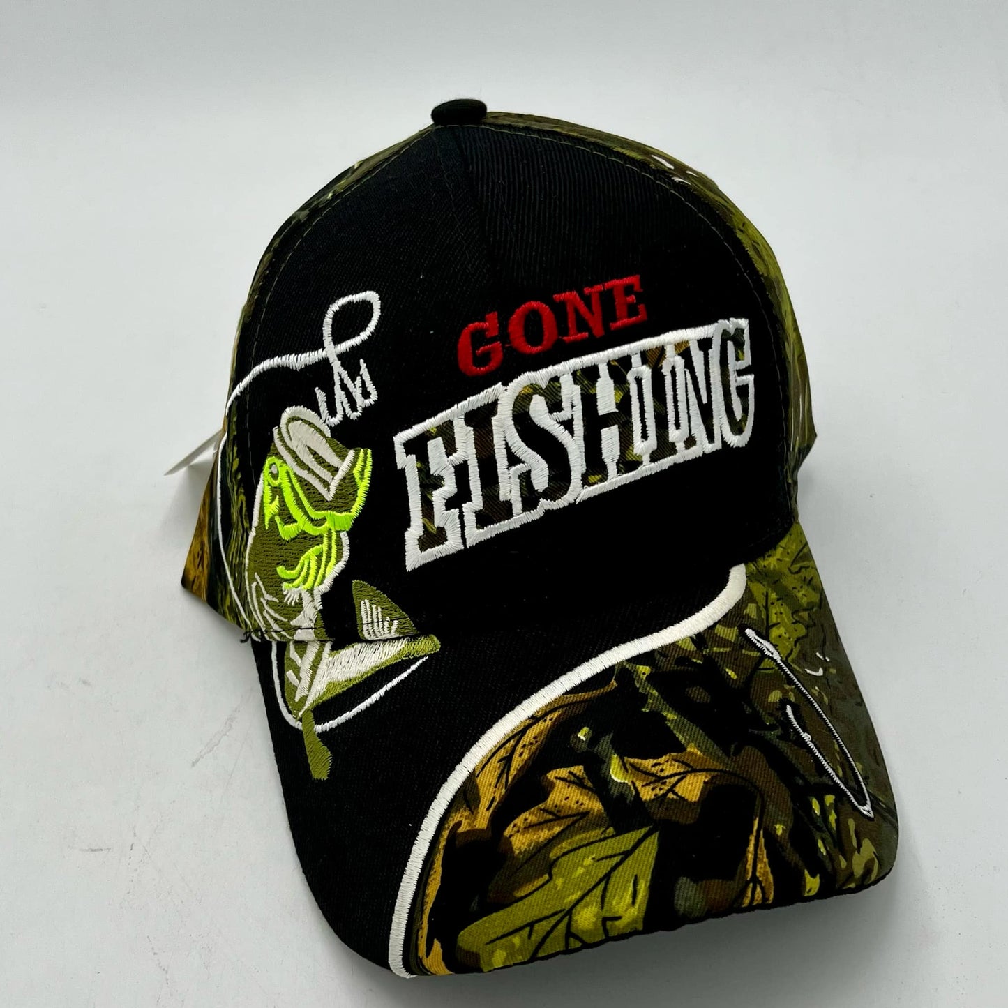 "Gone Fishing" Camo Trucker Hat