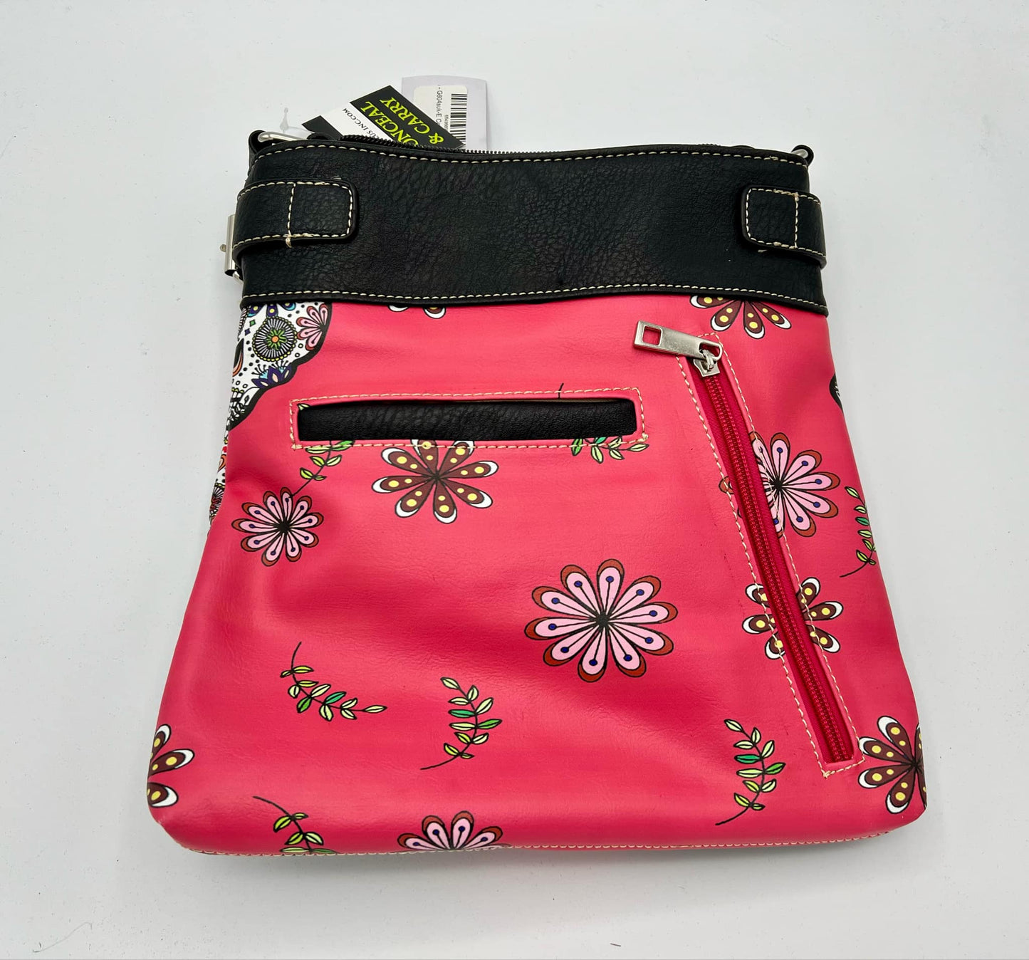 Conceal Carry Sugar Skull Crossbody Purse Available in Coral and Turquoise