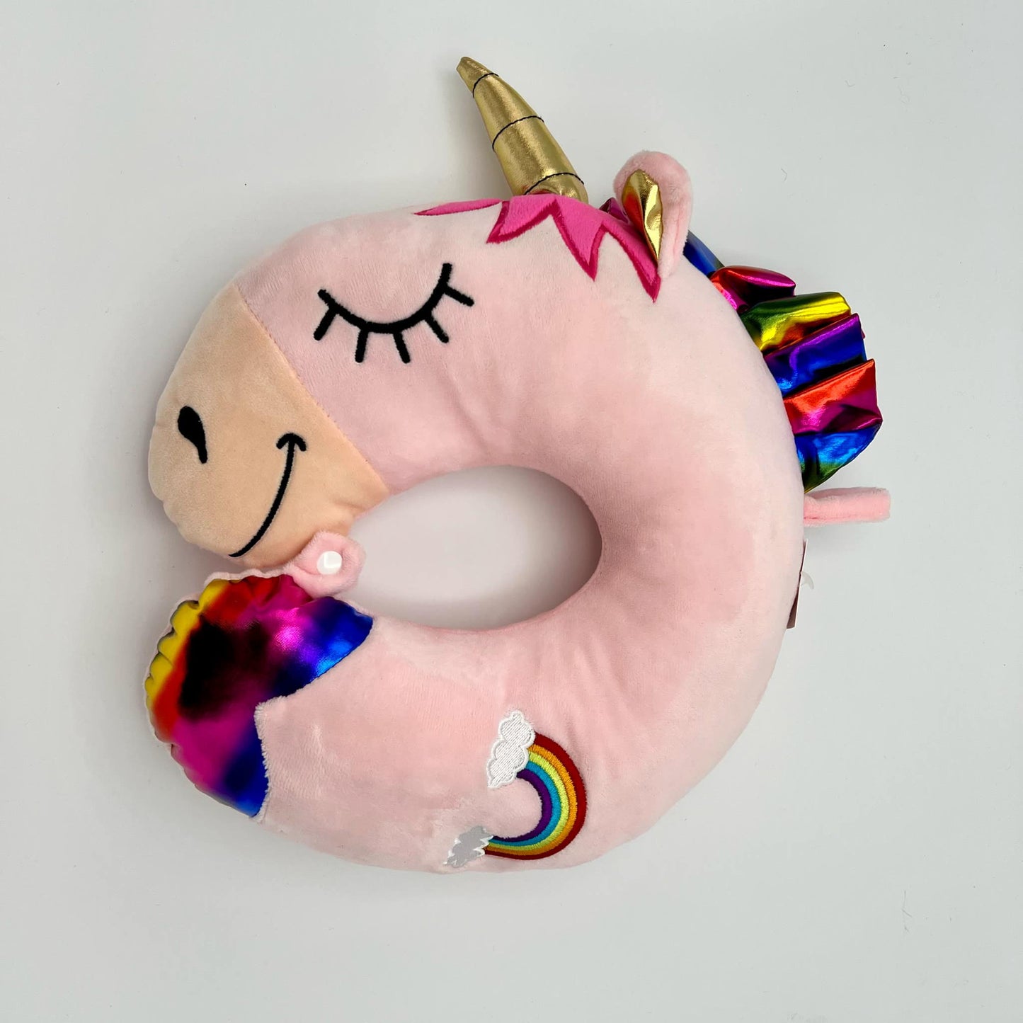 13" Unicorn Neck Pillow available in blue, purple and pink