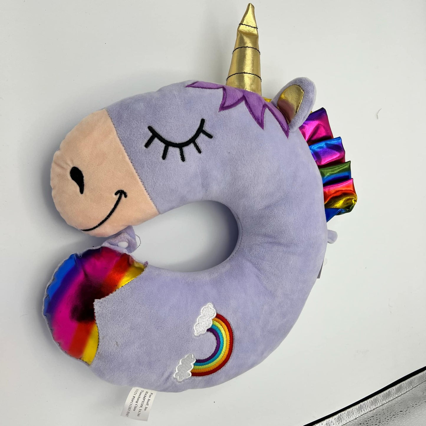 13" Unicorn Neck Pillow available in blue, purple and pink