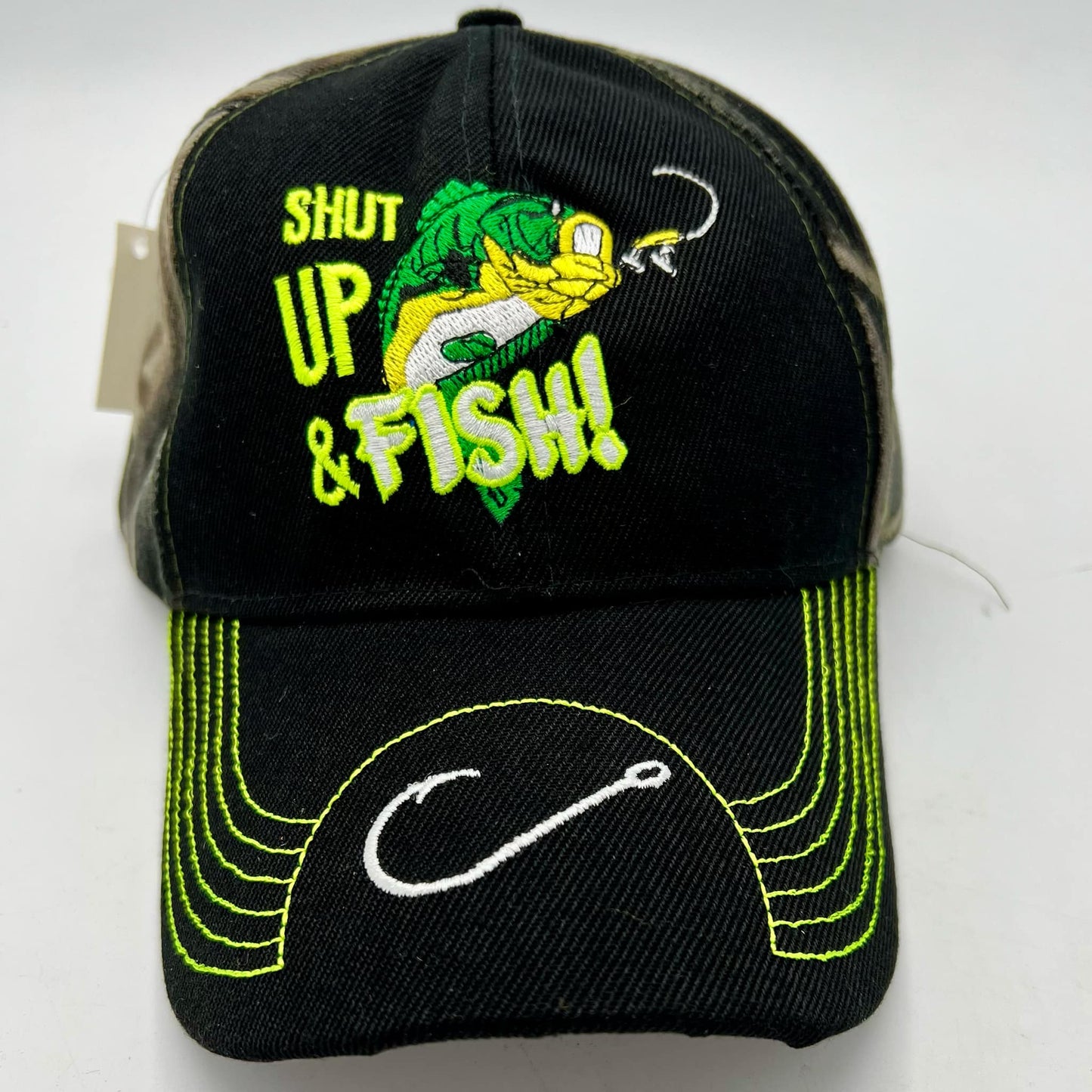 "Shut Up & Fish" Camo Trucker Hat