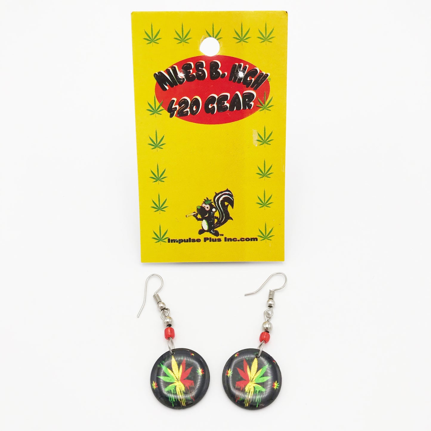 Miles B. High 420 Gear Cannabis Leaf Dangle Earrings - Handcrafted Boho Jewelry