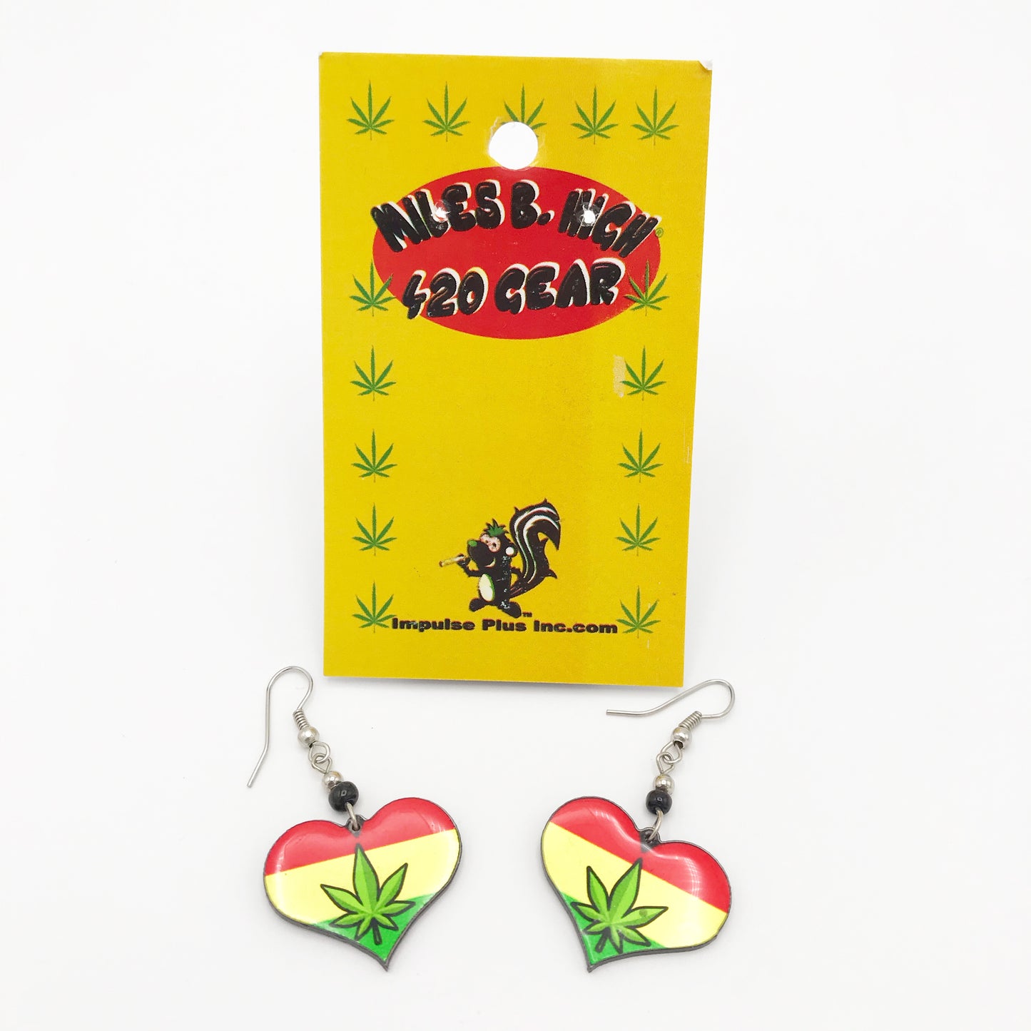 Miles B. High 420 Gear Rasta Heart Cannabis Dangle Earrings