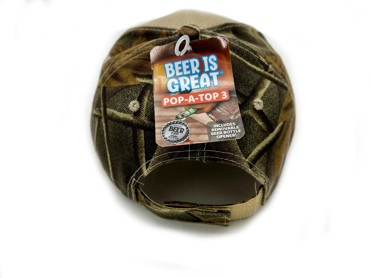 "The Beer Hunter" Bottle Opener Hat - Rugged Camo Style with a Twist
