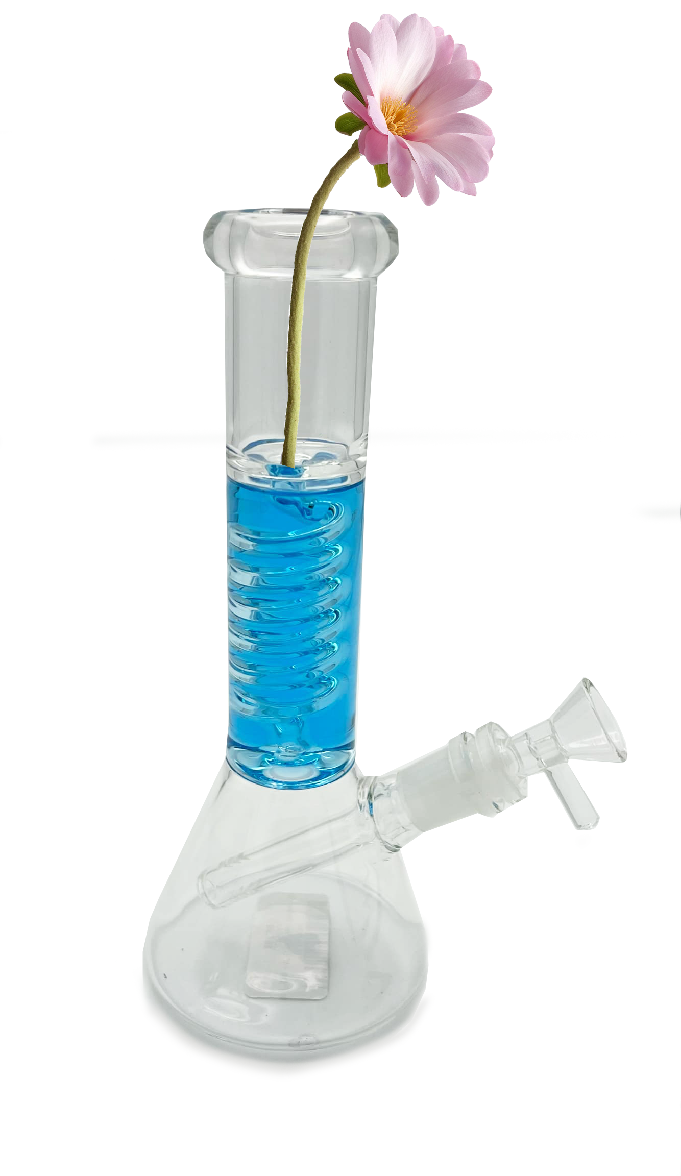 Hand crafted 9" Glycerin Filled Liquid Neck Beaker - Water Glass Relaxation Device
