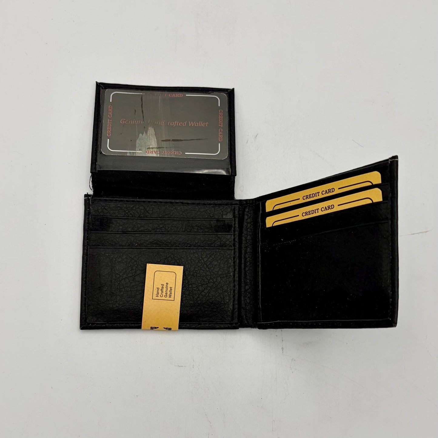 Genuine Handcrafted Leather Wallet - Black with White Stitching