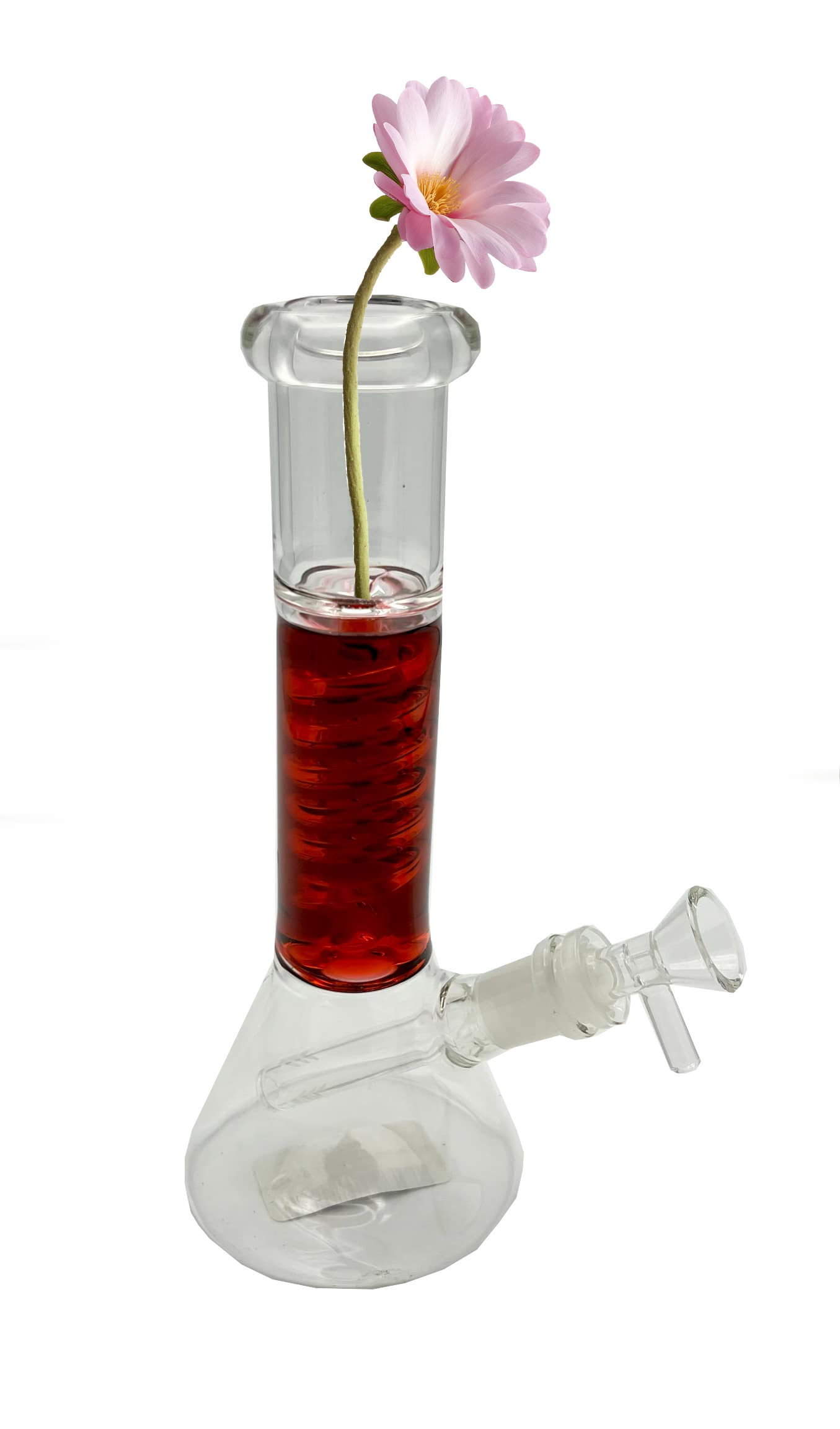 Hand crafted 9" Glycerin Filled Liquid Neck Beaker - Water Glass Relaxation Device