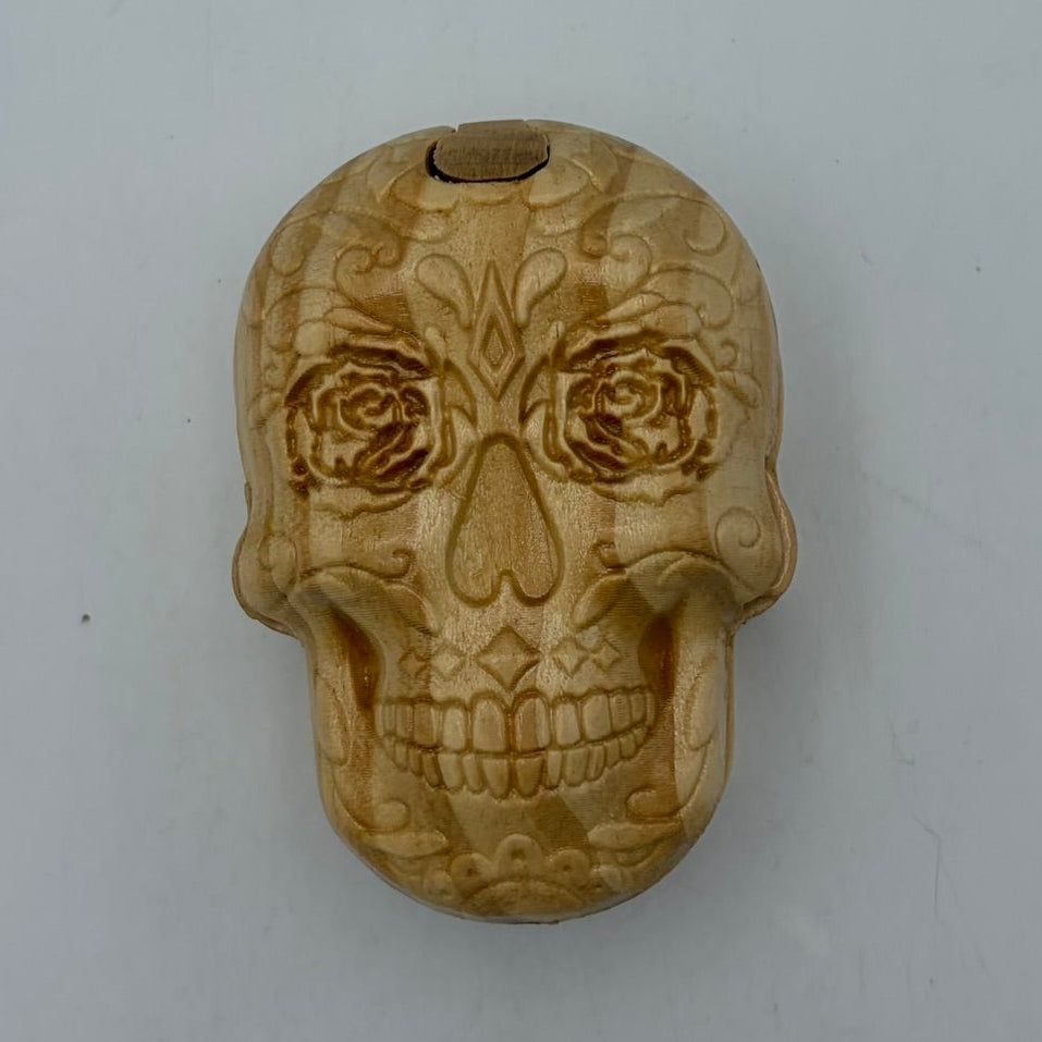 Laser Etched Wooden Skull Puzzle Box