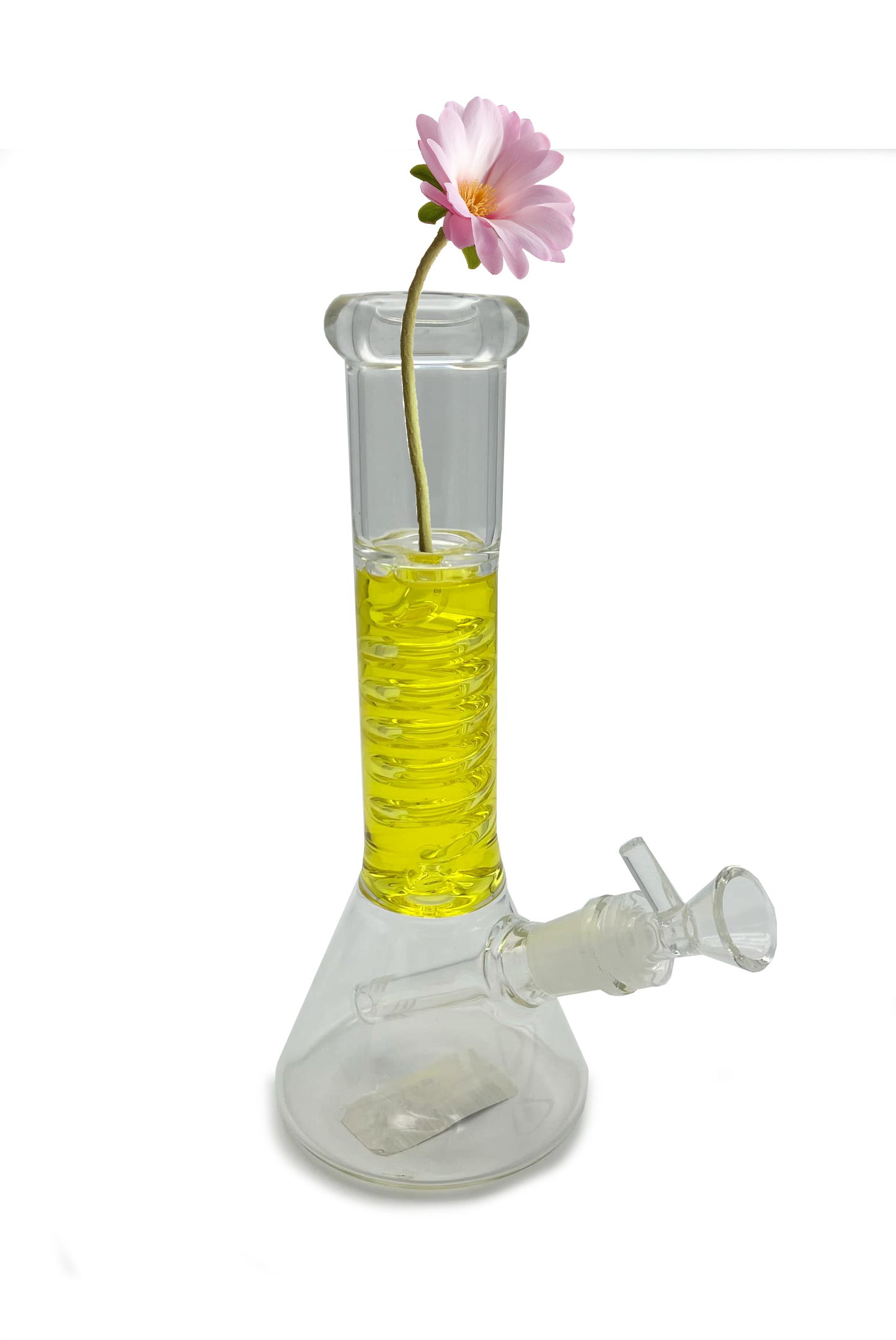 Hand crafted 9" Glycerin Filled Liquid Neck Beaker - Water Glass Relaxation Device