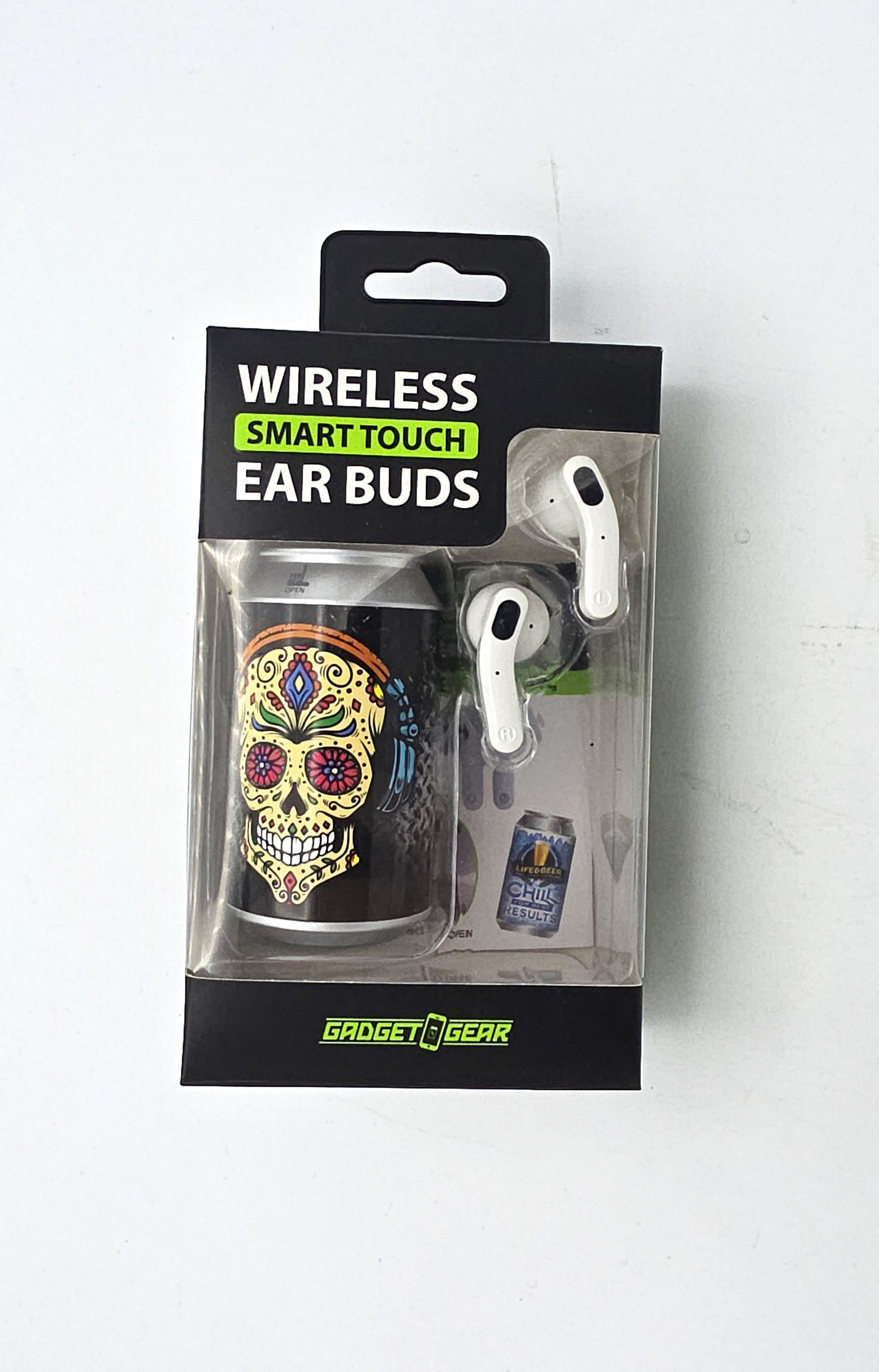 Sugar Skull Stylish Mini Beer Can Shape Wireless Ear buds with Charging and Carrying Case