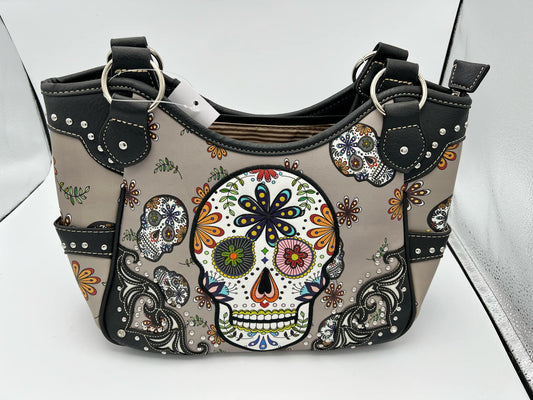 Tan Conceal & Carry Purse - Sugar Skull with Strap