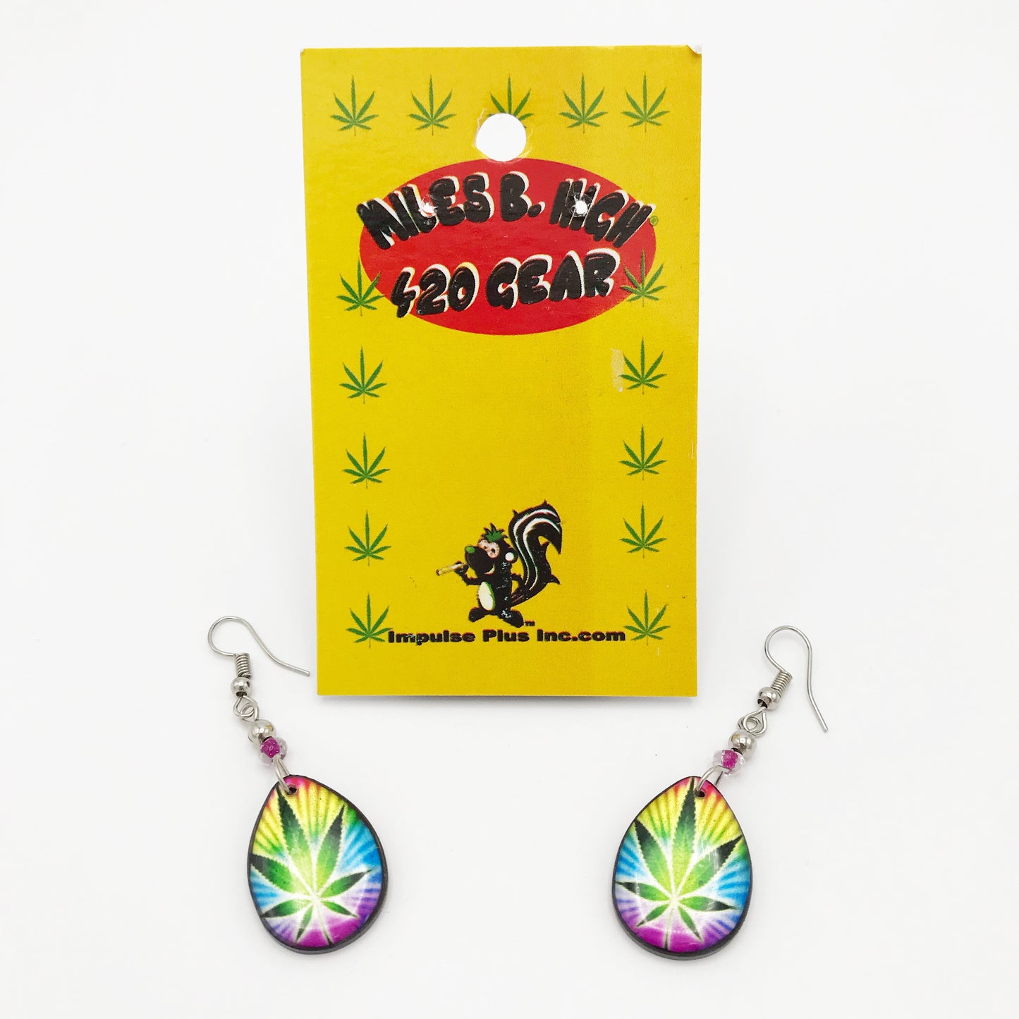 Miles B. High 420 Gear Rasta-Inspired Tie Dye Burst  Cannabis Leaf Dangle Earrings