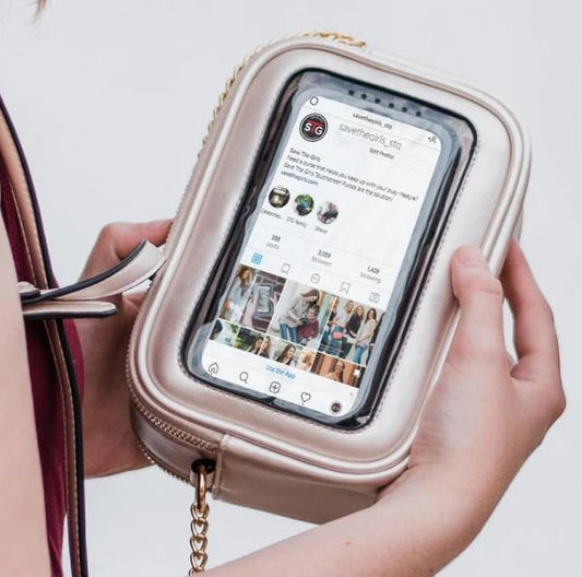 The Trevi RFID Crossbody Champaign Touch Screen Purse w/Strap - Save The Girls (STG)
