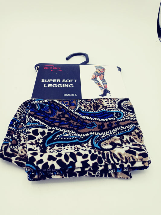 Black, Turquoise Tribal Print Super Soft Leggings