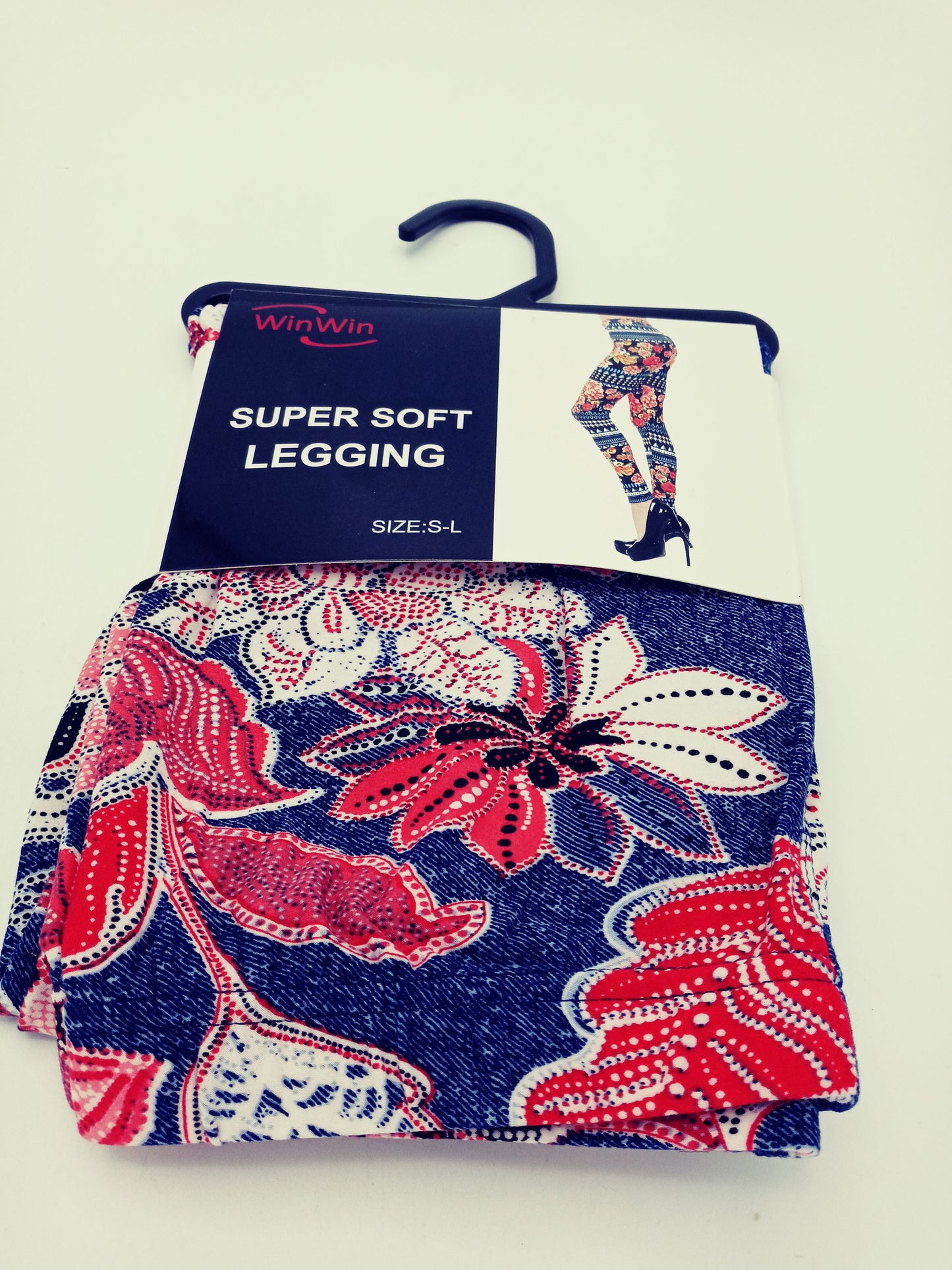 Red, White and Blue Floral Print Super Soft Leggings
