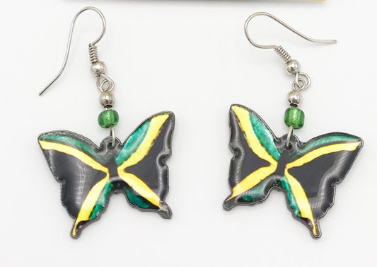 Miles B. High 420 Gear Jamaican Butterfly Dangle Earrings - Handcrafted Boho Jewelry