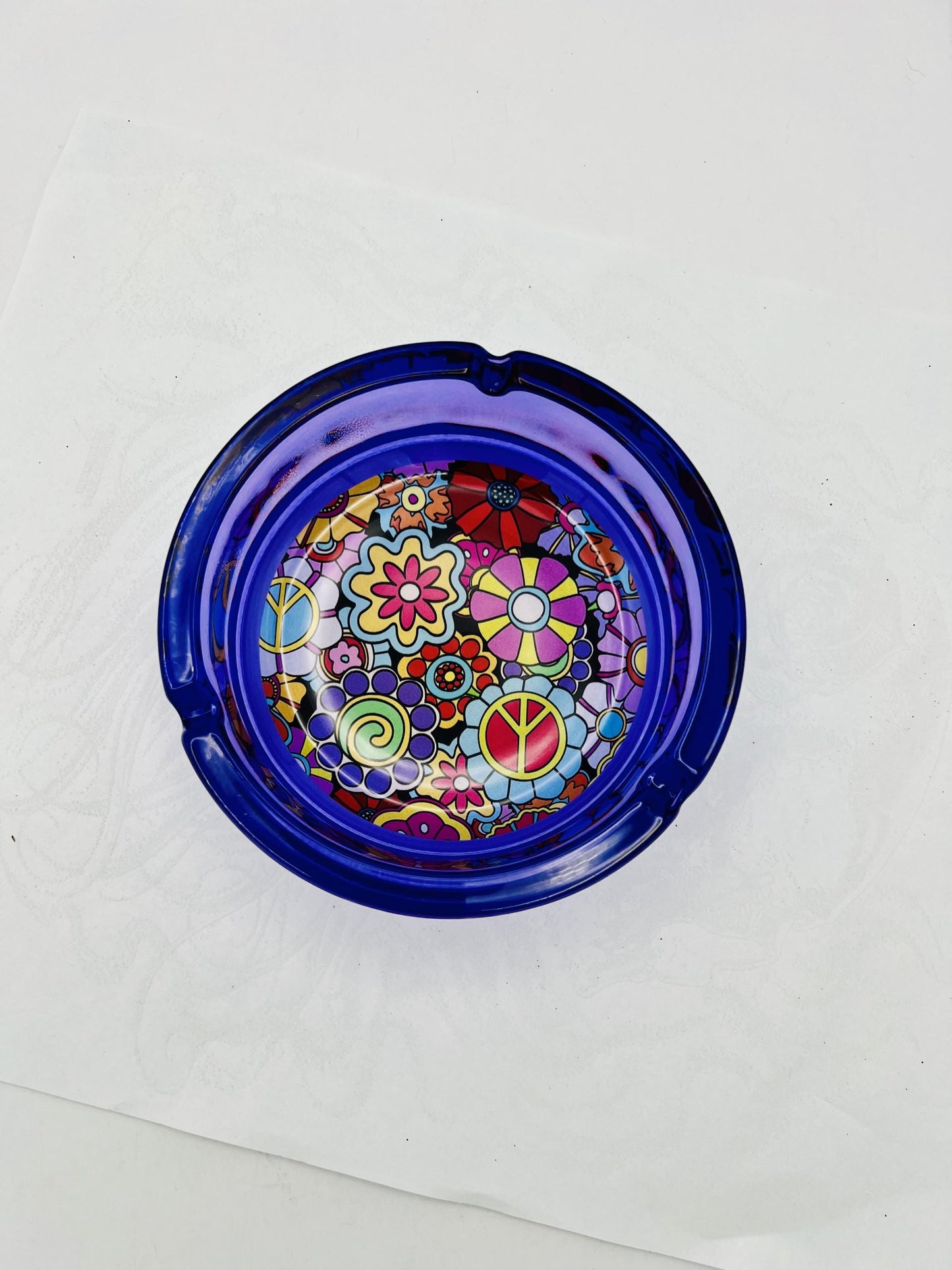 Purple Hippie Flower Ash Tray 6.25 inch