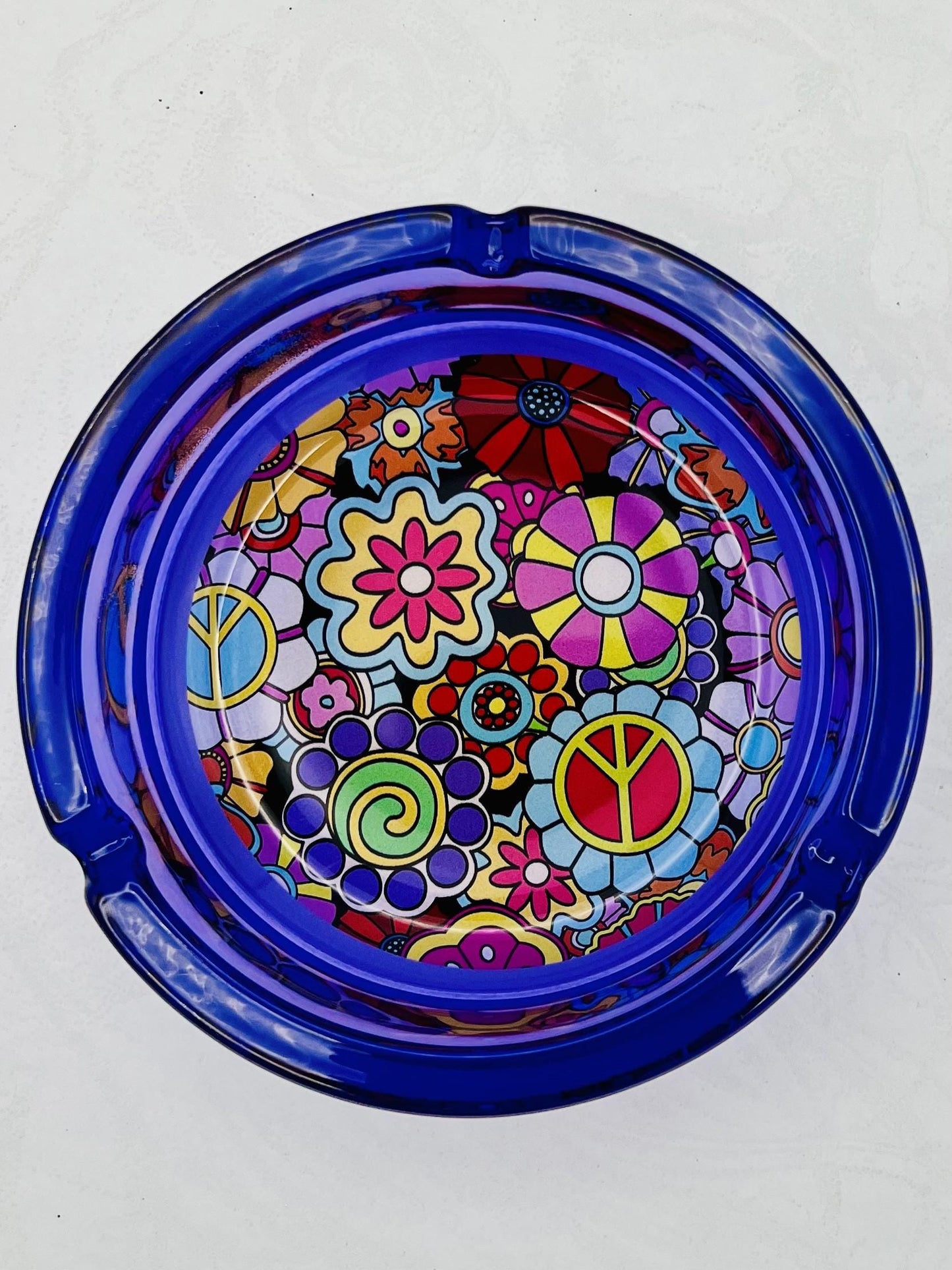 Purple Hippie Flower Ash Tray 6.25 inch