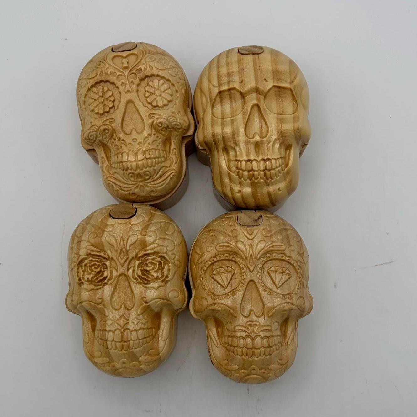 Laser Etched Wooden Skull Puzzle Box