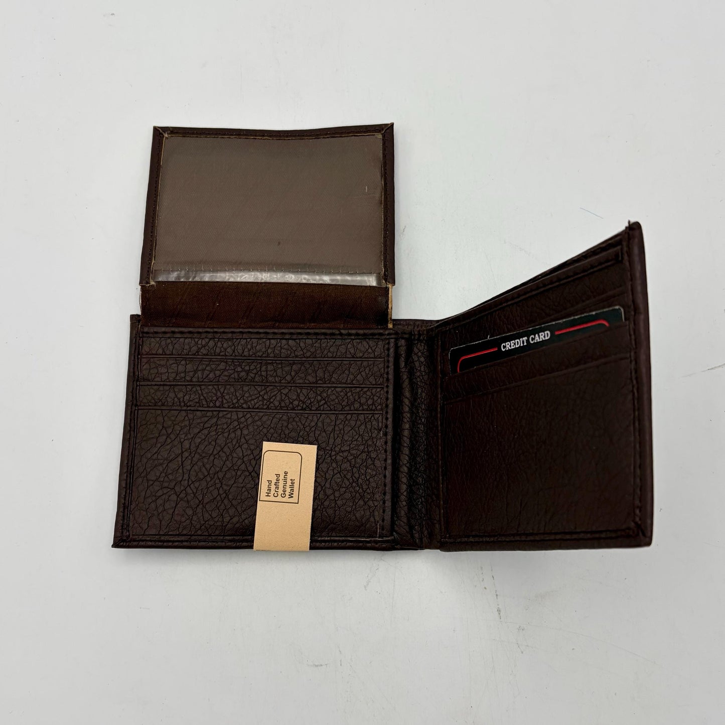 Genuine Handcrafted Leather Wallet - Black with White Stitching