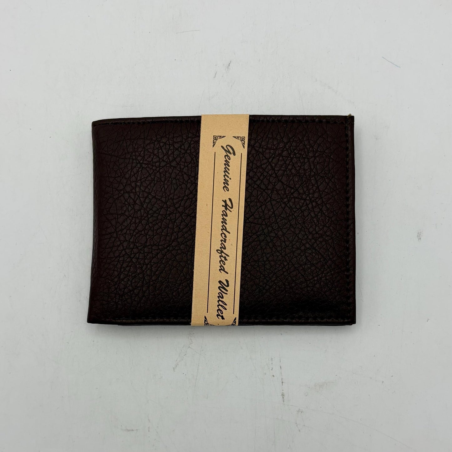 Genuine Handcrafted Leather Wallet - Black with White Stitching