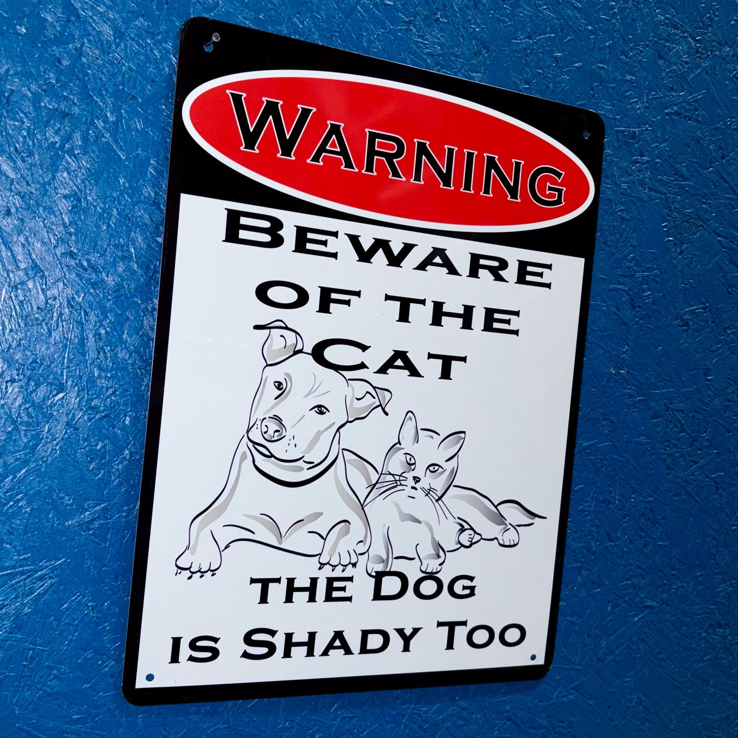 Metal Sign - Beware of the Cat