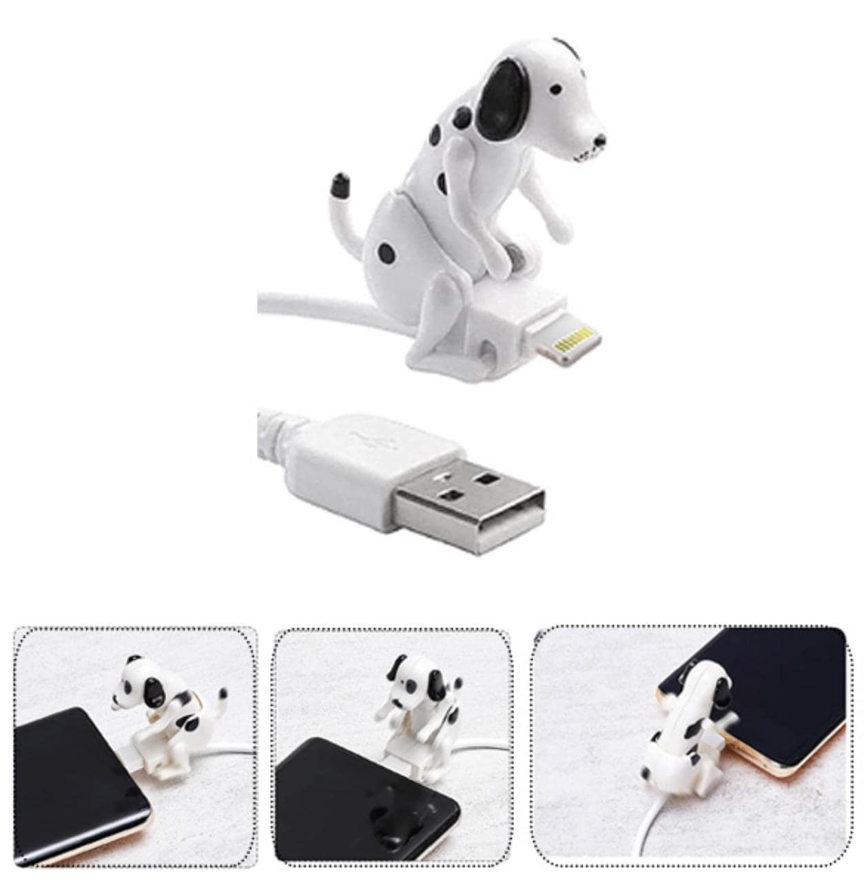 Funny Moving White and Black spot dog moving 8 pin charger