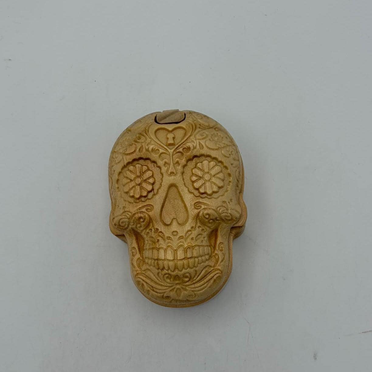 Laser Etched Wooden Skull Puzzle Box