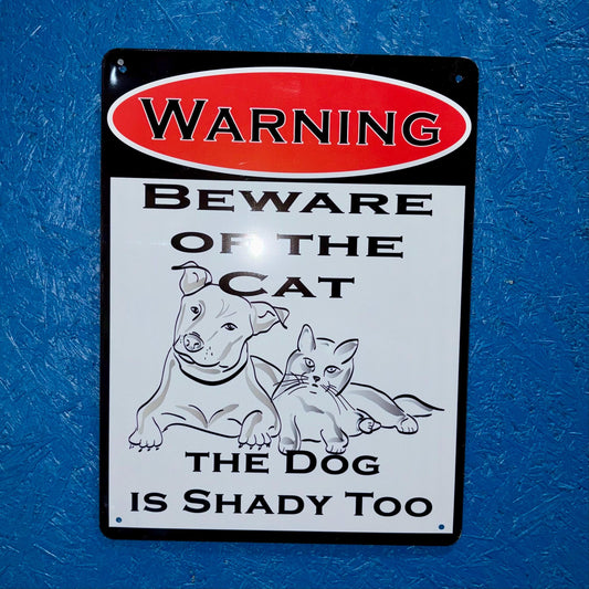 Metal Sign - Beware of the Cat